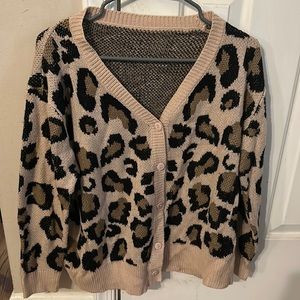 SHEIN ANIMAL PRINT CARDIGAN/SWEATER